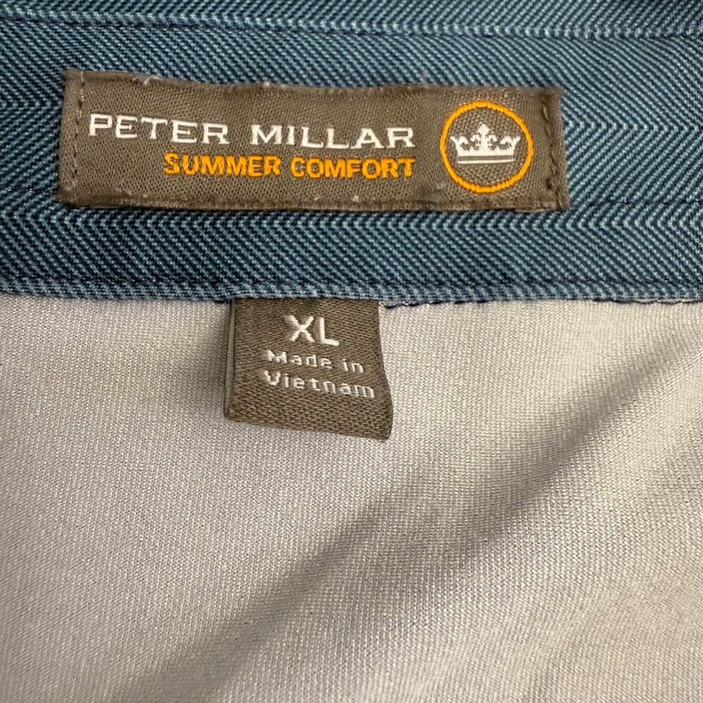 Peter Millar Summer Comfort Mens XL‎ Blue Herringbone Golf Polo MF16EK25S - Picture 2 of 10